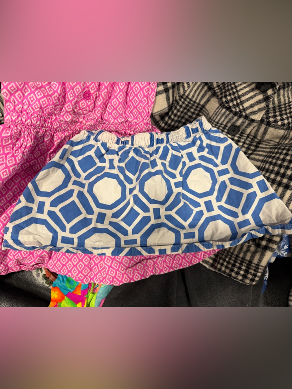 Crazy 8 Blue and White Geometric Skirt